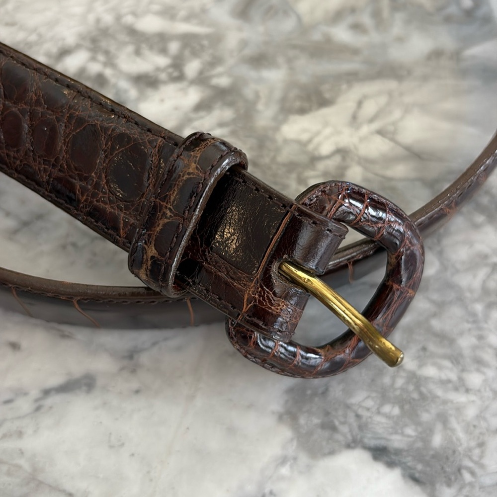 Vintage Brooks Brothers Womens brown Alligator Leather Belt Size M